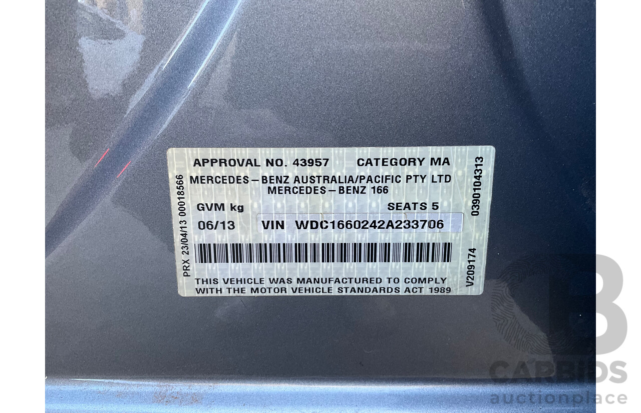 06/2013 Mercedes-Benz ML 350CDI Bluetec (4x4) AWD 166 4D Wagon Silver Turbo Diesel 3.0L