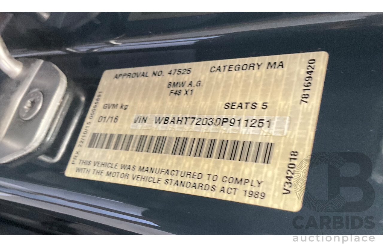 01/2016 BMW X1 sDrive18d (FWD) F48 4D Wagon Atlantic Grey Metallic Turbo Diesel 2.0L