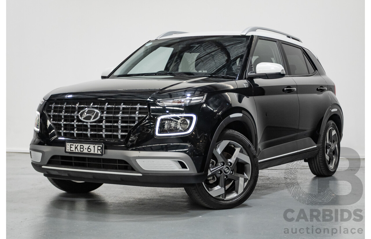 8/2020 Hyundai Venue Elite QX.2 MY20 4d Wagon Black Metallic 1.6L