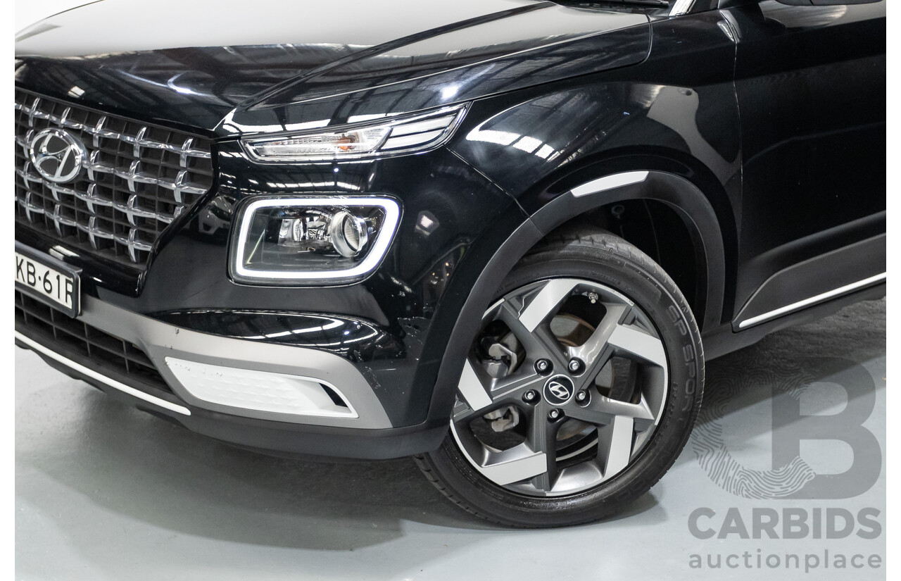 8/2020 Hyundai Venue Elite QX.2 MY20 4d Wagon Black Metallic 1.6L