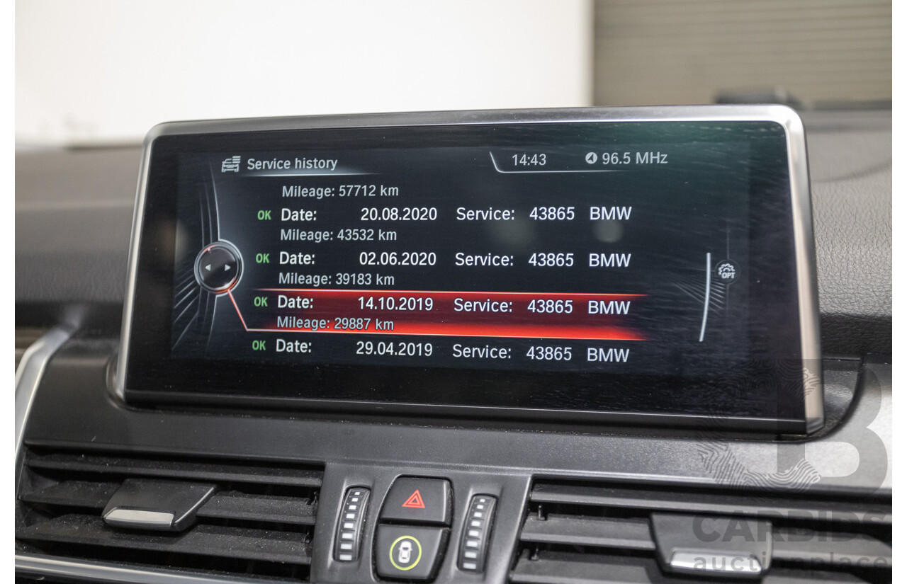 6/2017 BMW 220i Active Tourer Luxury Line F45 4D Wagon Platin Silver Metallic Turbo 2.0L