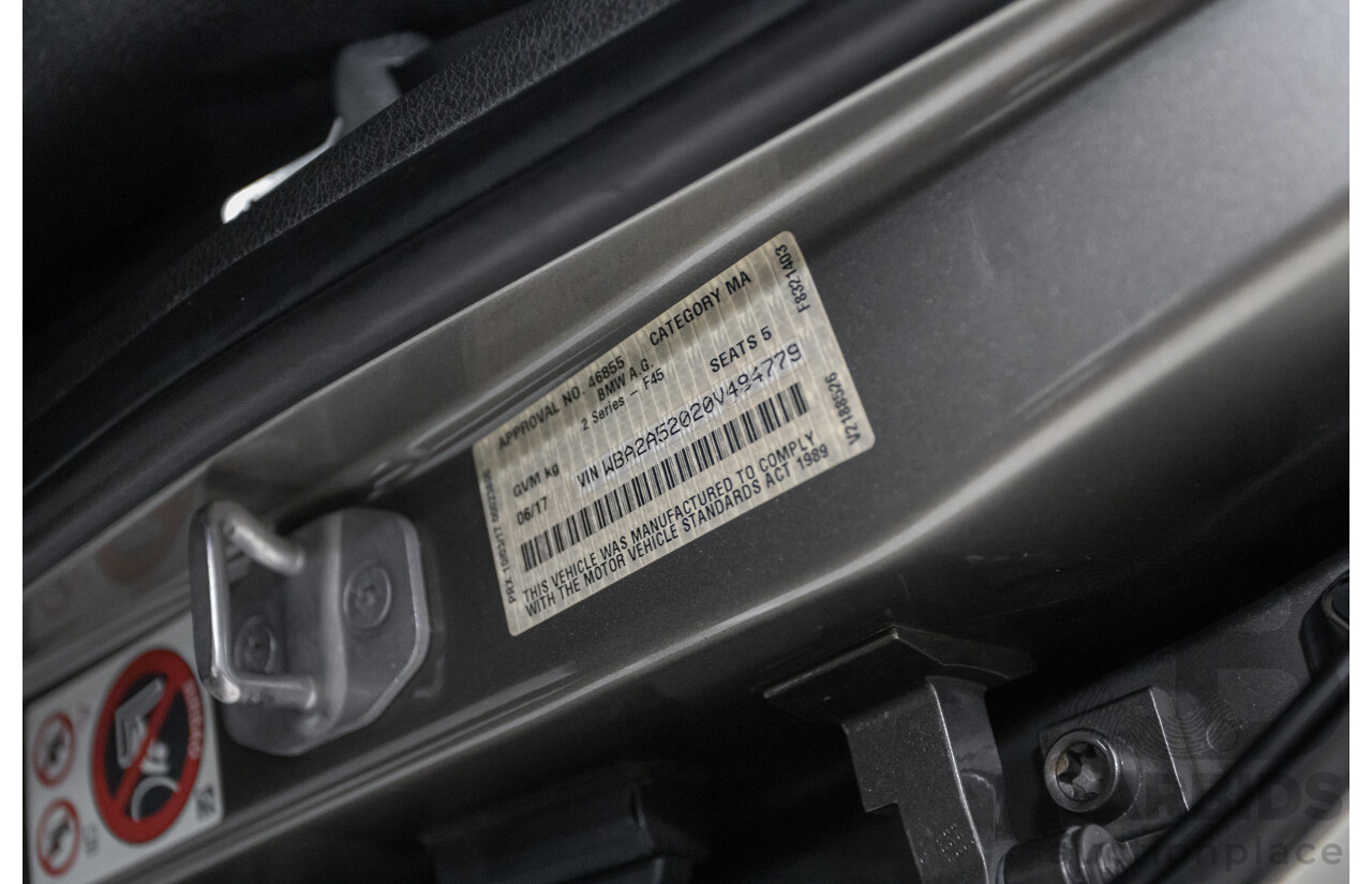 6/2017 BMW 220i Active Tourer Luxury Line F45 4D Wagon Platin Silver Metallic Turbo 2.0L