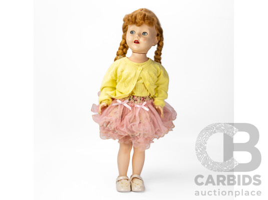 Wonderful 1950s Mid-Century Pedigree Walker & Antique Composite Early 1900s Pair of Doll Friends, 70H & 92H cm (approx heights both) (2)