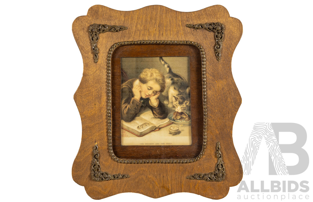 Artist Unknown, (Late 19th/Early 20th Century), The Student and the Thief, Wonderful Antique Steel Engraving Print in Ornate Frame, 37 x 32 cm (frame)