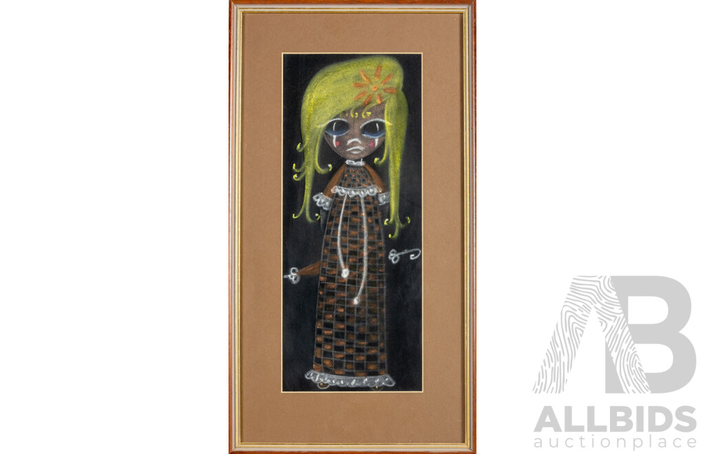 Carl Gabrelsen, (20th Century, Active c1960s), Girl with Tulip & Sad Girl (1967), Pair of Original Pastels, 55 x 30 cm (frames) (2)