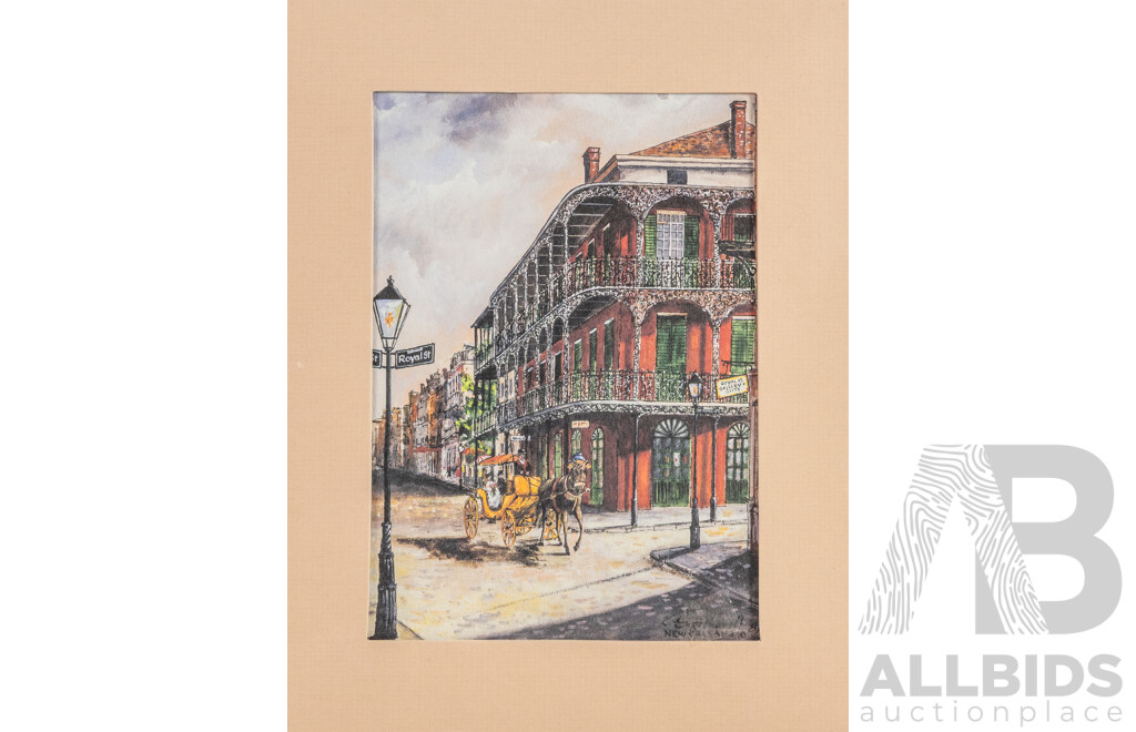 Trio of Reproduction Colour Prints, Houseboat Row Key West, Royal St New Orleans & St Louis Cathedral New Orleans, 41 x 30 cm (largest) (3)