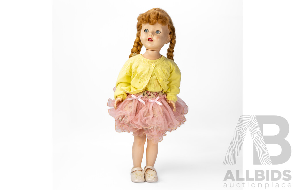 Wonderful 1950s Mid-Century Pedigree Walker & Antique Composite Early 1900s Pair of Doll Friends, 70H & 92H cm (approx heights both) (2)