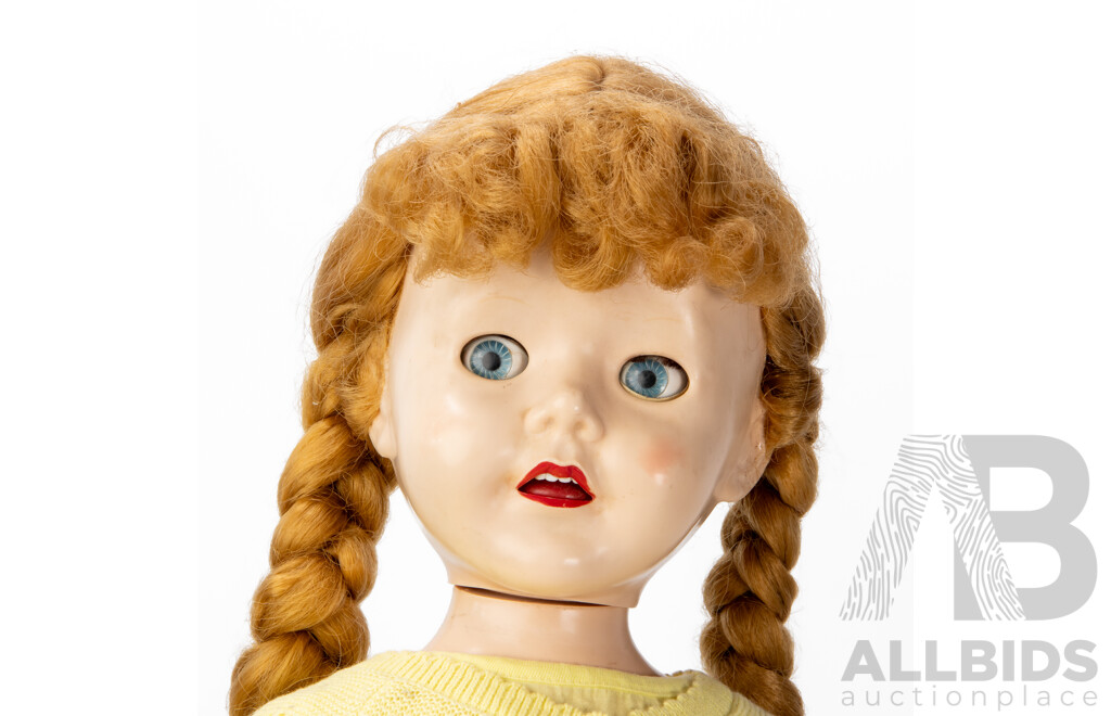 Wonderful 1950s Mid-Century Pedigree Walker & Antique Composite Early 1900s Pair of Doll Friends, 70H & 92H cm (approx heights both) (2)
