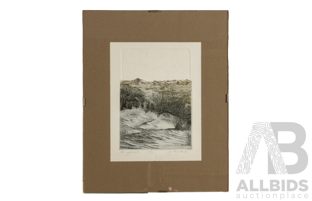Signed Indistinctly, (20th Century), Sand Dunes (1986), Original Signed Etching, 30 x 24 cm (frame)