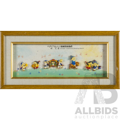 Vintage Dae Jin Art Collection, Korean Wedding March, Mixed Media, 20 x 40 cm (frame)