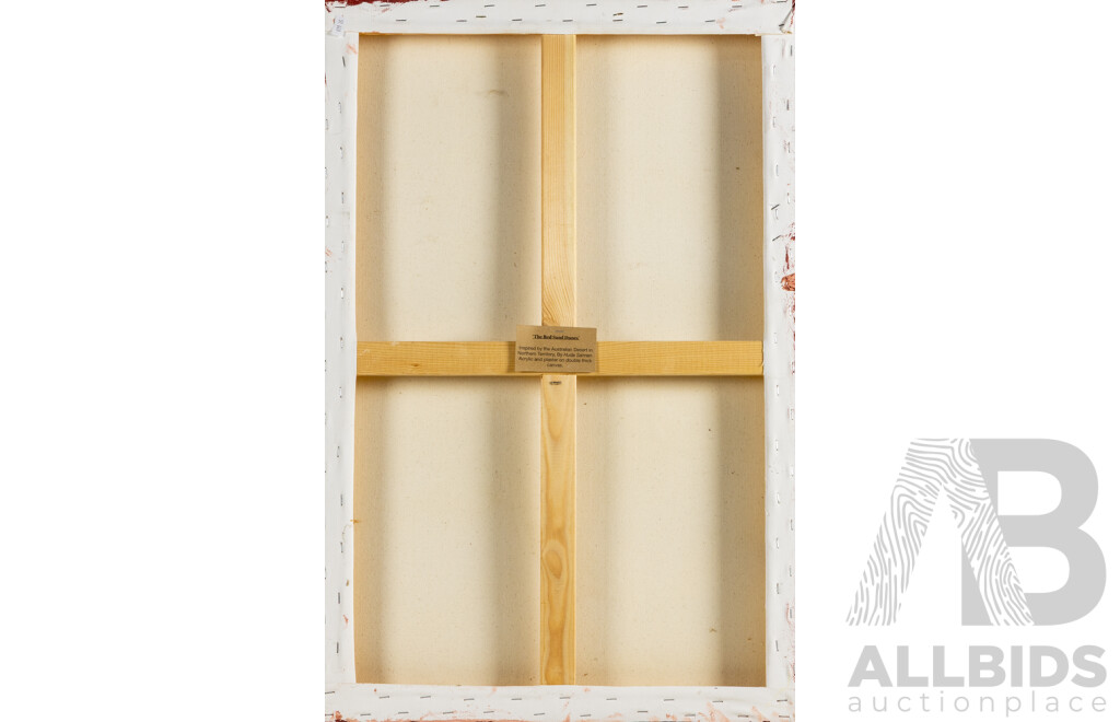 Huda Salman, (20th Century), the Red Sand Dunes, Wonderful Original Acrylic & Plaster on Double Thick Canvas, 76 x 51 cm