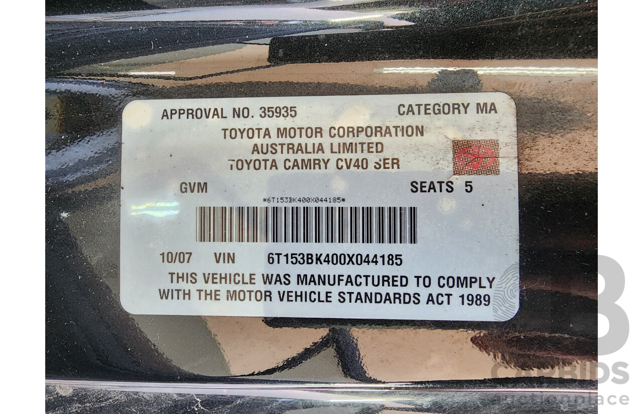 10/2007 Toyota Camry Sportivo ACV40R 07 UPGRADE 4d Sedan Black 2.4L