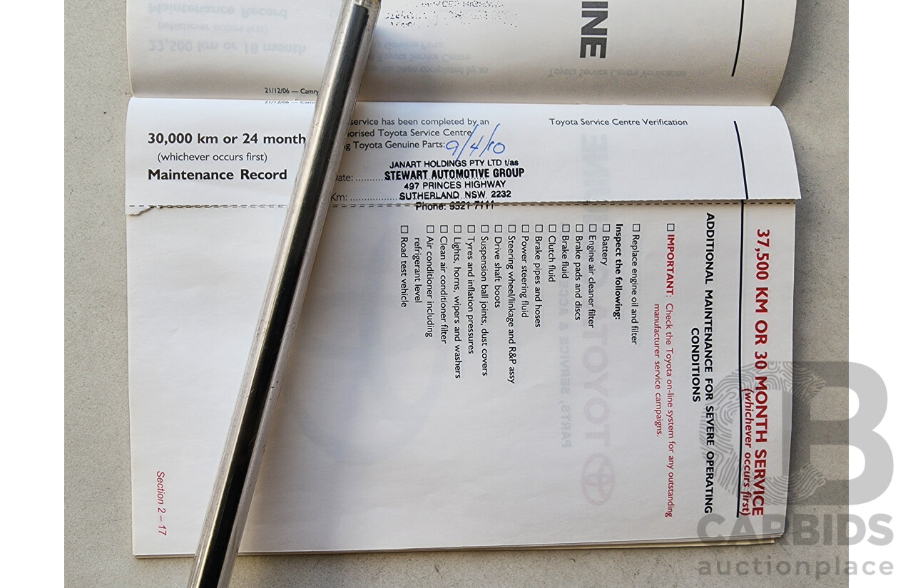 10/2007 Toyota Camry Sportivo ACV40R 07 UPGRADE 4d Sedan Black 2.4L