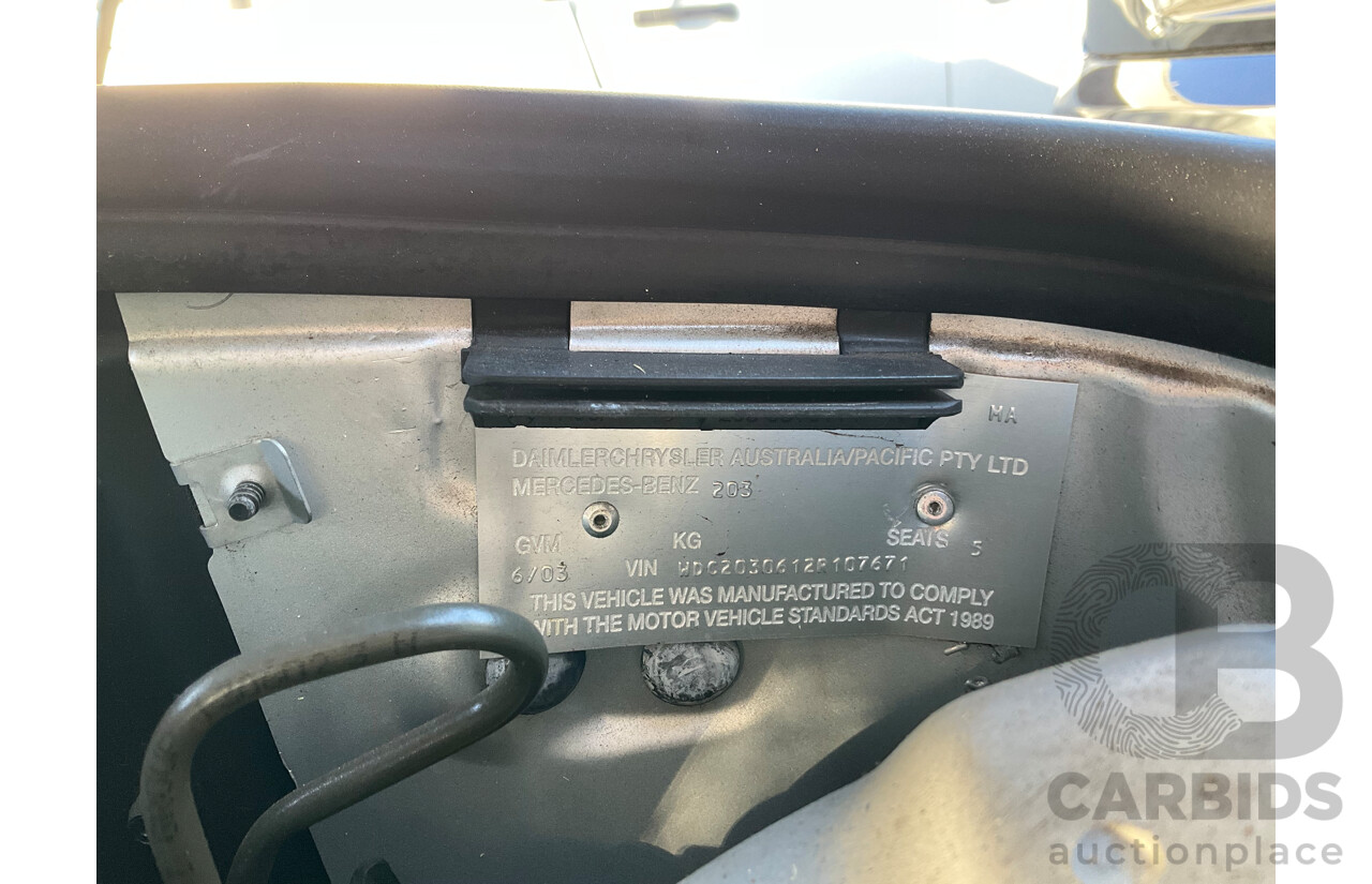 6/2003 Mercedes-Benz C240 Elegance W203 4d Sedan Silver V6 2.6L