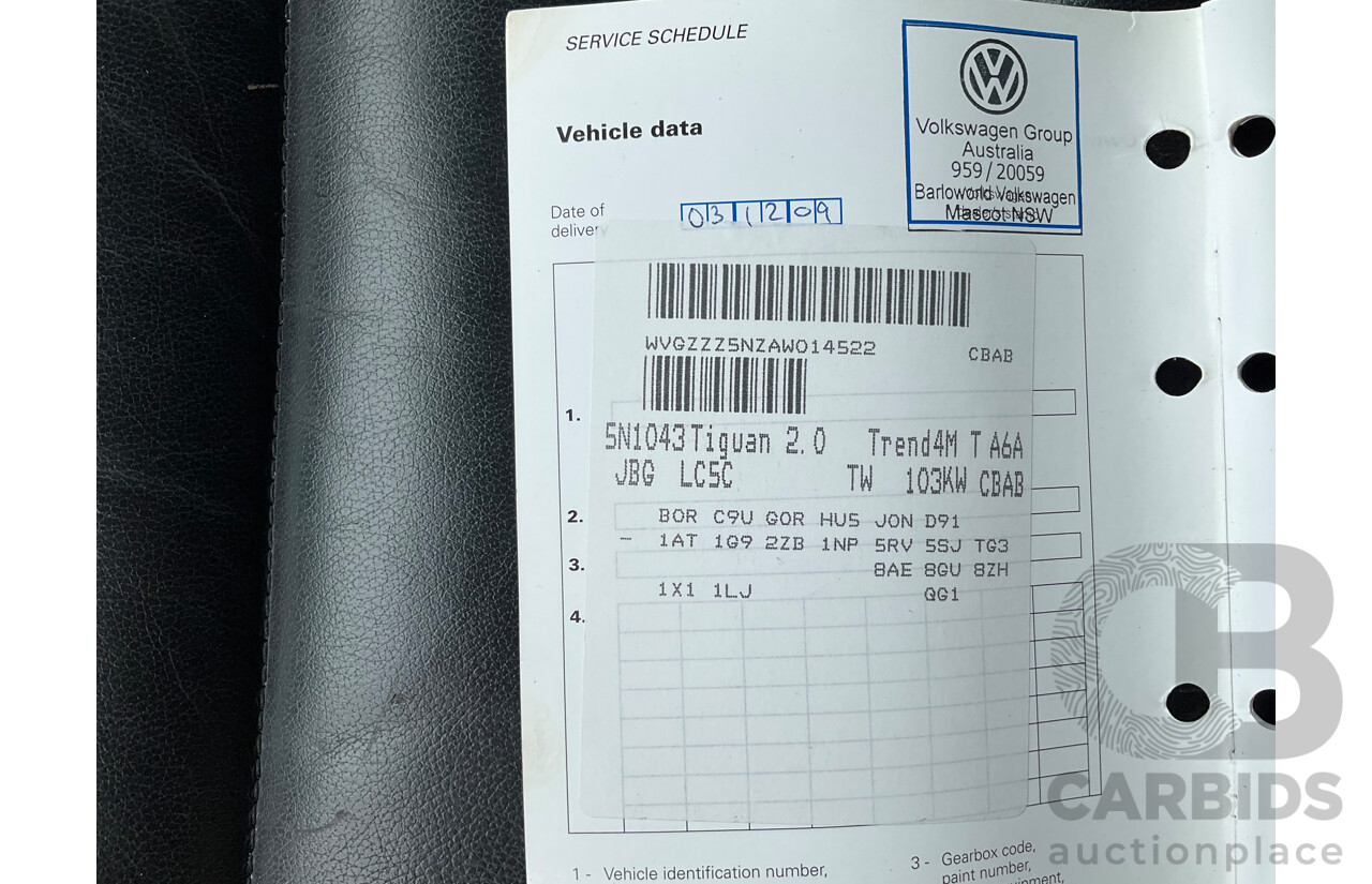 10/2009 Volkswagen Tiguan 103 TDI (AWD) 5NC MY09 4d Wagon Blue Turbo Diesel 2.0L