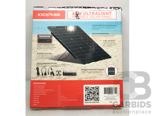 KickAss 12V 60W Portable Solar Panel and ECO-Baeerss Portable Solar Panel - Lot of 2