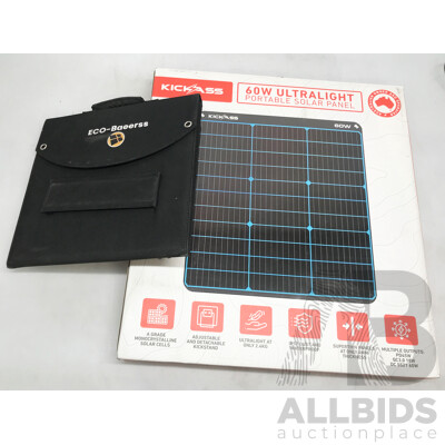 KickAss 12V 60W Portable Solar Panel and ECO-Baeerss Portable Solar Panel - Lot of 2
