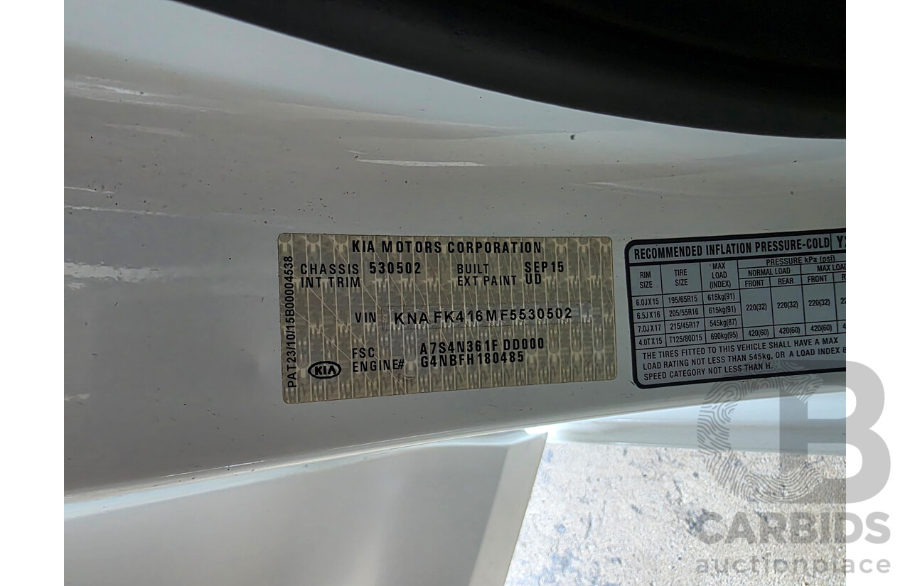 02/2016 Kia Cerato S YD MY15 4D Sedan White 1.8L