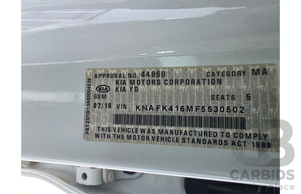 02/2016 Kia Cerato S YD MY15 4D Sedan White 1.8L