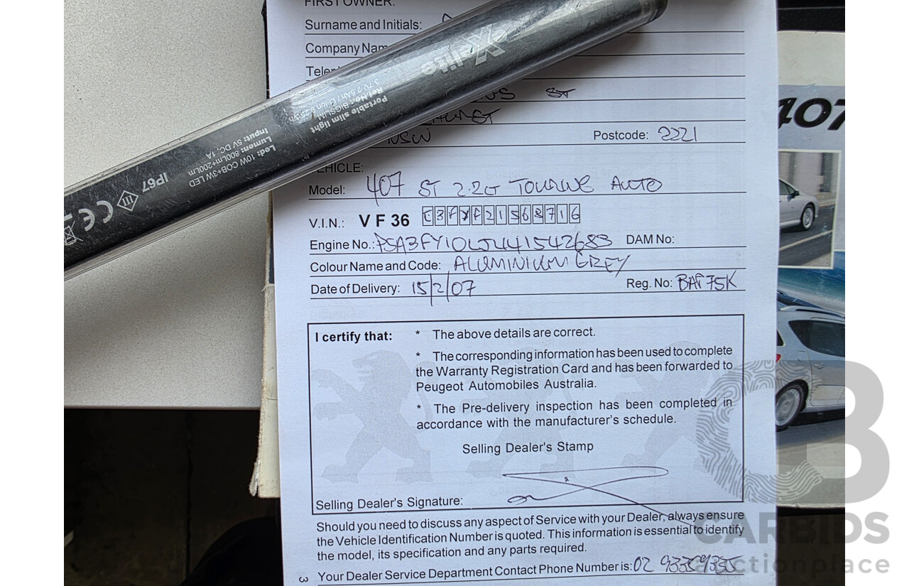 01/2007 Peugeot 407 ST Touring Executive  4D Wagon Silver 2.2L