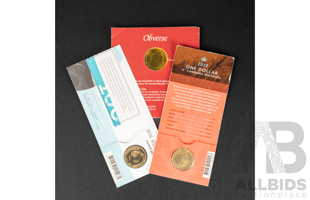 Australian One Dollar Coins 1984, 2012, 2017