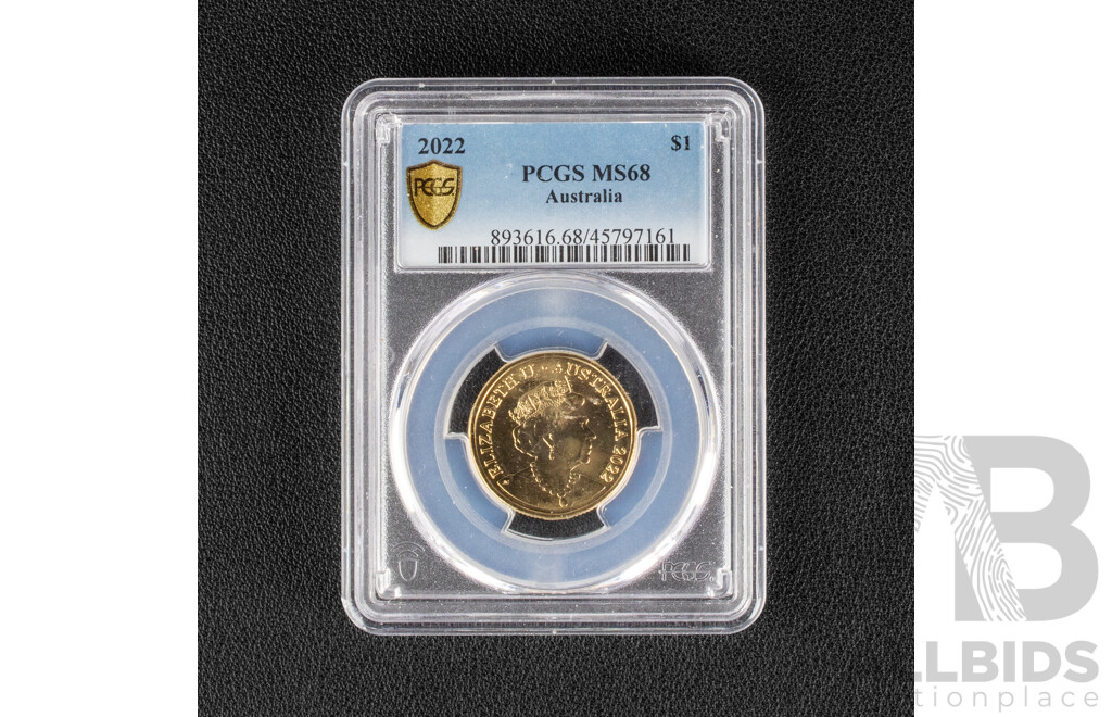 Australian 2022 One Dollar Coin. Mob of Roos, Graded MS68 GEM.20