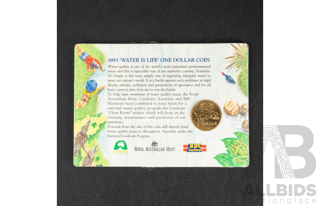 Australian 1993 One Dollar, Water is Life Landcare
