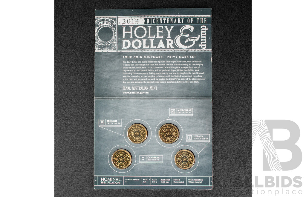 Australian 2013 Four Mint Marked Coin Set, Holey Dollar and Dump