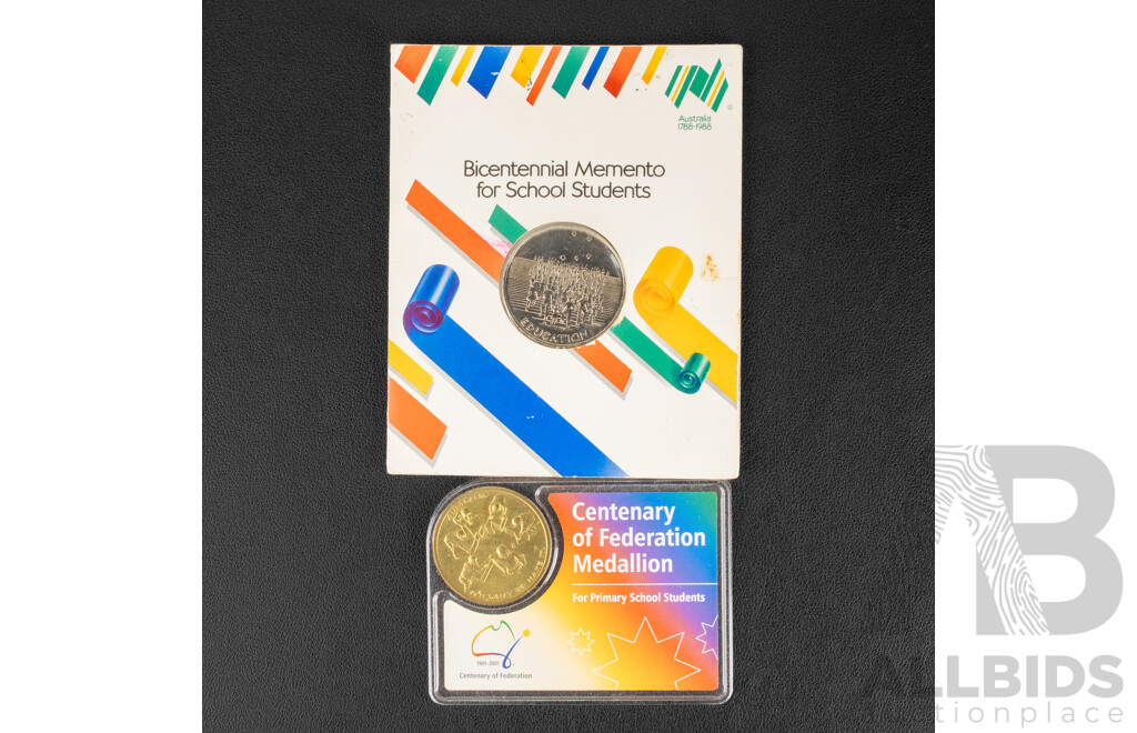 Australian 1988 Bicentennial and 2001 Federation Medallions