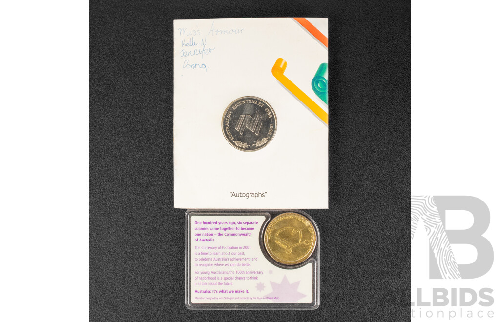 Australian 1988 Bicentennial and 2001 Federation Medallions