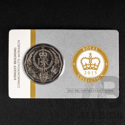 Australian 2015 Fifty Cent, Royal Collection, Longest Reigning Monarch.