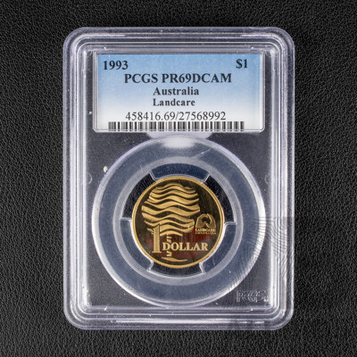 Australian RAM 1993 One Dollar Coin, Landcare, Graded PCGS Proof PR69DCAM. 50