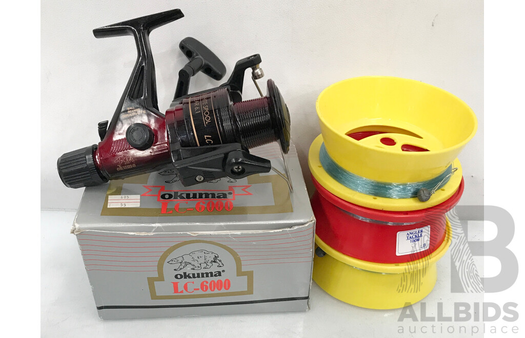 Okuma (LC-6000) Spinning Fishing Reel and Angler Tackle Handcasters 100m - Lot of 4