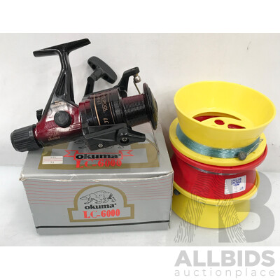 Okuma (LC-6000) Spinning Fishing Reel and Angler Tackle Handcasters 100m - Lot of 4