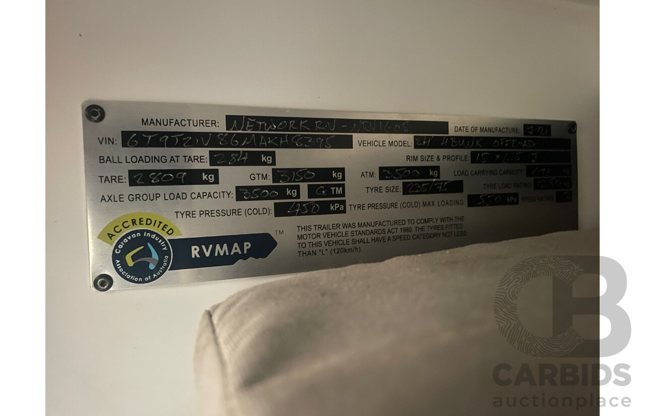 7/2021 Network RV Caravan 24ft - Statutory Write-off