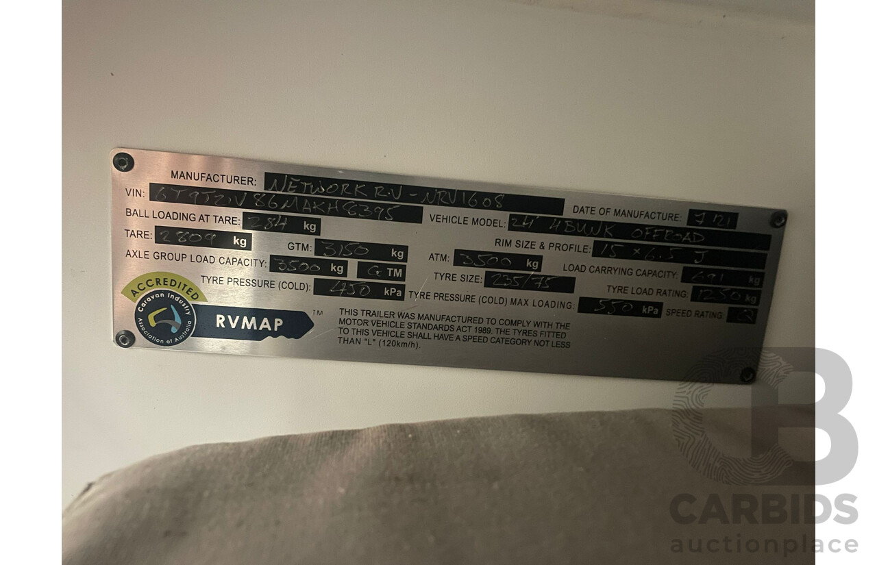 7/2021 Network RV Caravan 24ft - Statutory Write-off
