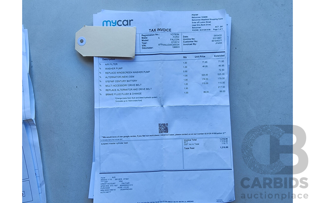 7/2012 Ford Falcon XR6 FG UPGRADE 4d Sedan Blue 4.0L