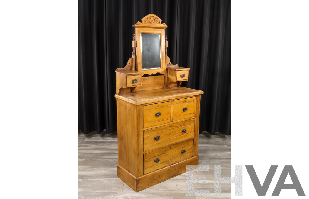Edwardian Pine Mirrored Back Dressing Chest