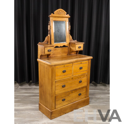Edwardian Pine Mirrored Back Dressing Chest