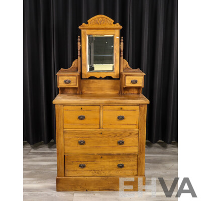Edwardian Pine Mirrored Back Dressing Chest