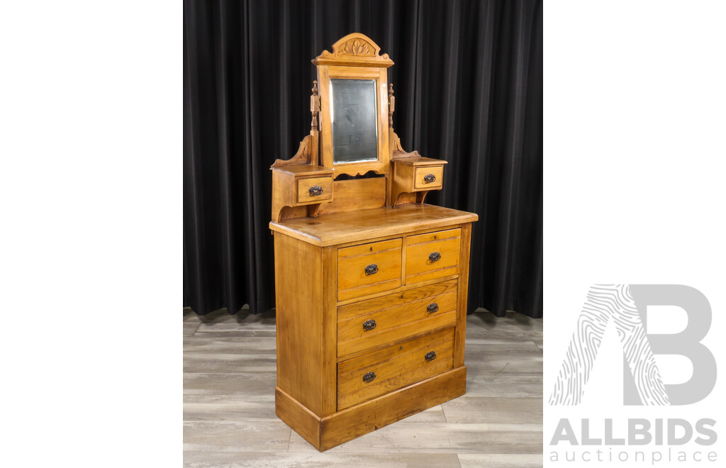 Edwardian Pine Mirrored Back Dressing Chest