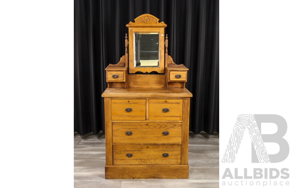 Edwardian Pine Mirrored Back Dressing Chest