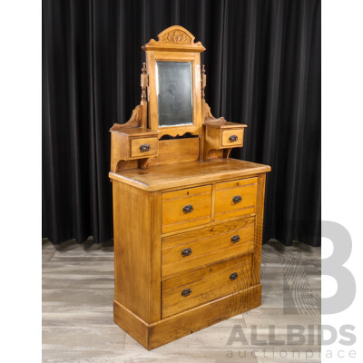 Edwardian Pine Mirrored Back Dressing Chest