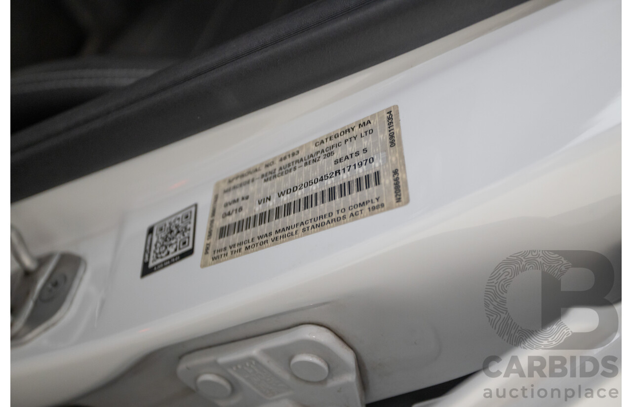4/2016 Mercedes-Benz C250 205 MY16 4D Polar White Turbo 2.0L