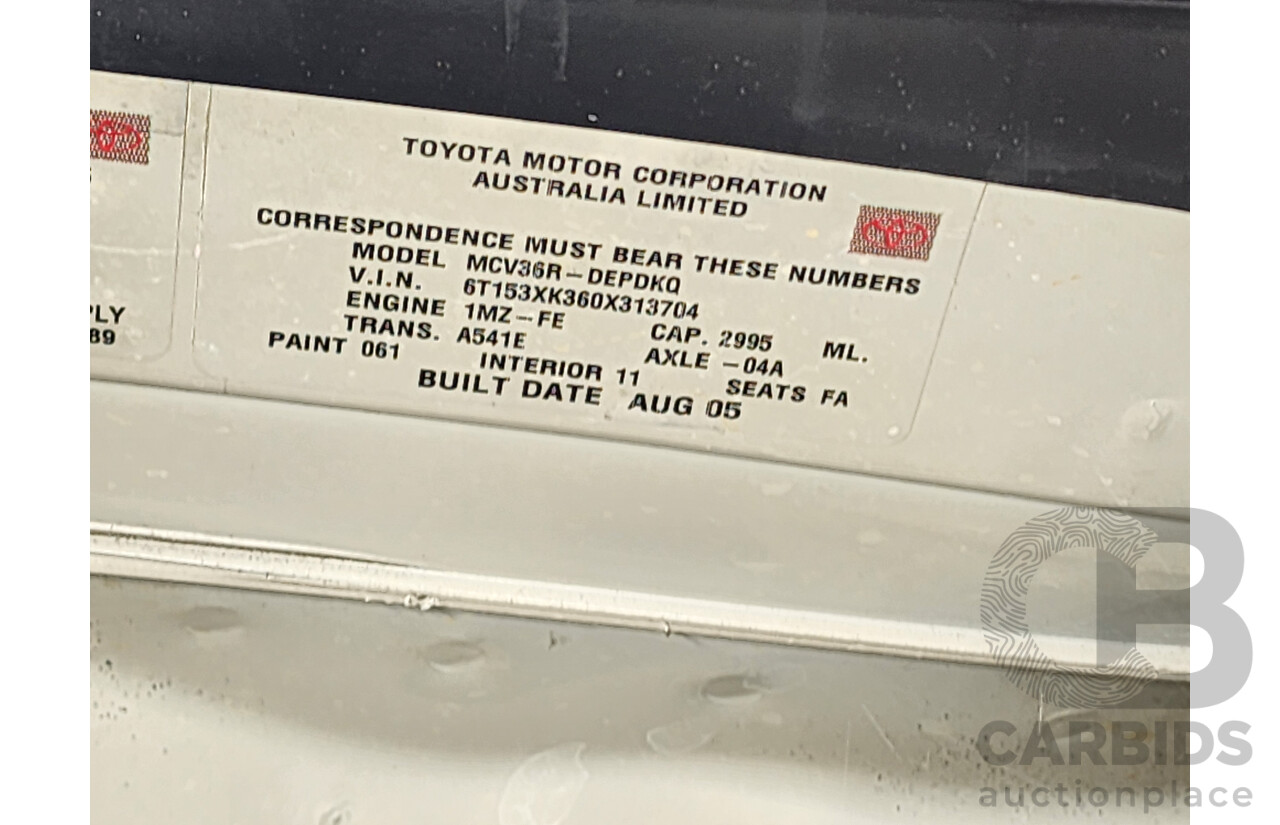 8/2005 Toyota Camry Altise MCV36R UPGRADE 4d Sedan White 3.0L