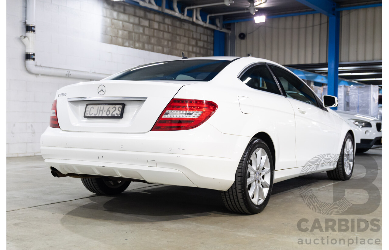 11/2012 Mercedes-Benz C180 BE W204 MY12 2d Coupe Polar White Turbo 1.8L