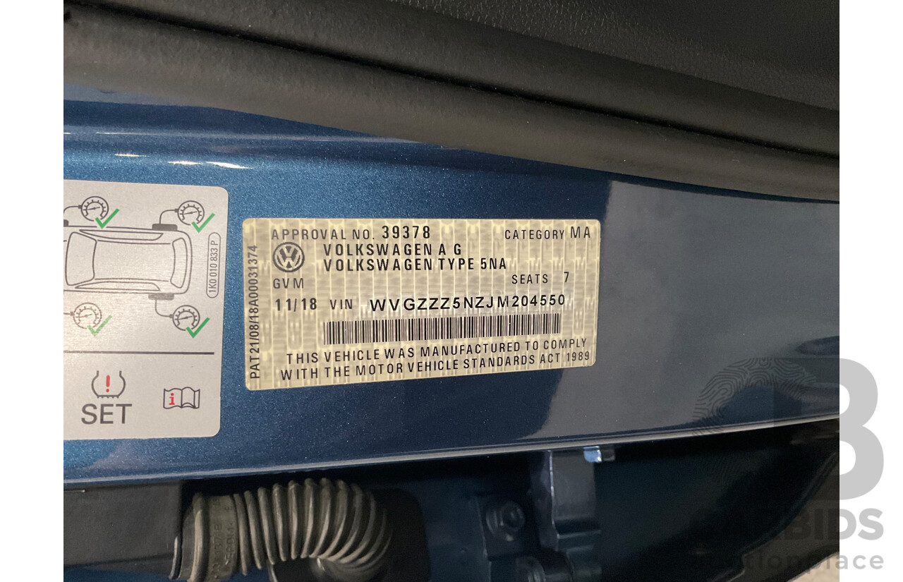 11/2018 Volkswagen Tiguan Allspace 110 TDI Comfortline (AWD) 5NA MY18 4D Wagon Blue Silk Metallic Turbo Diesel 2.0L