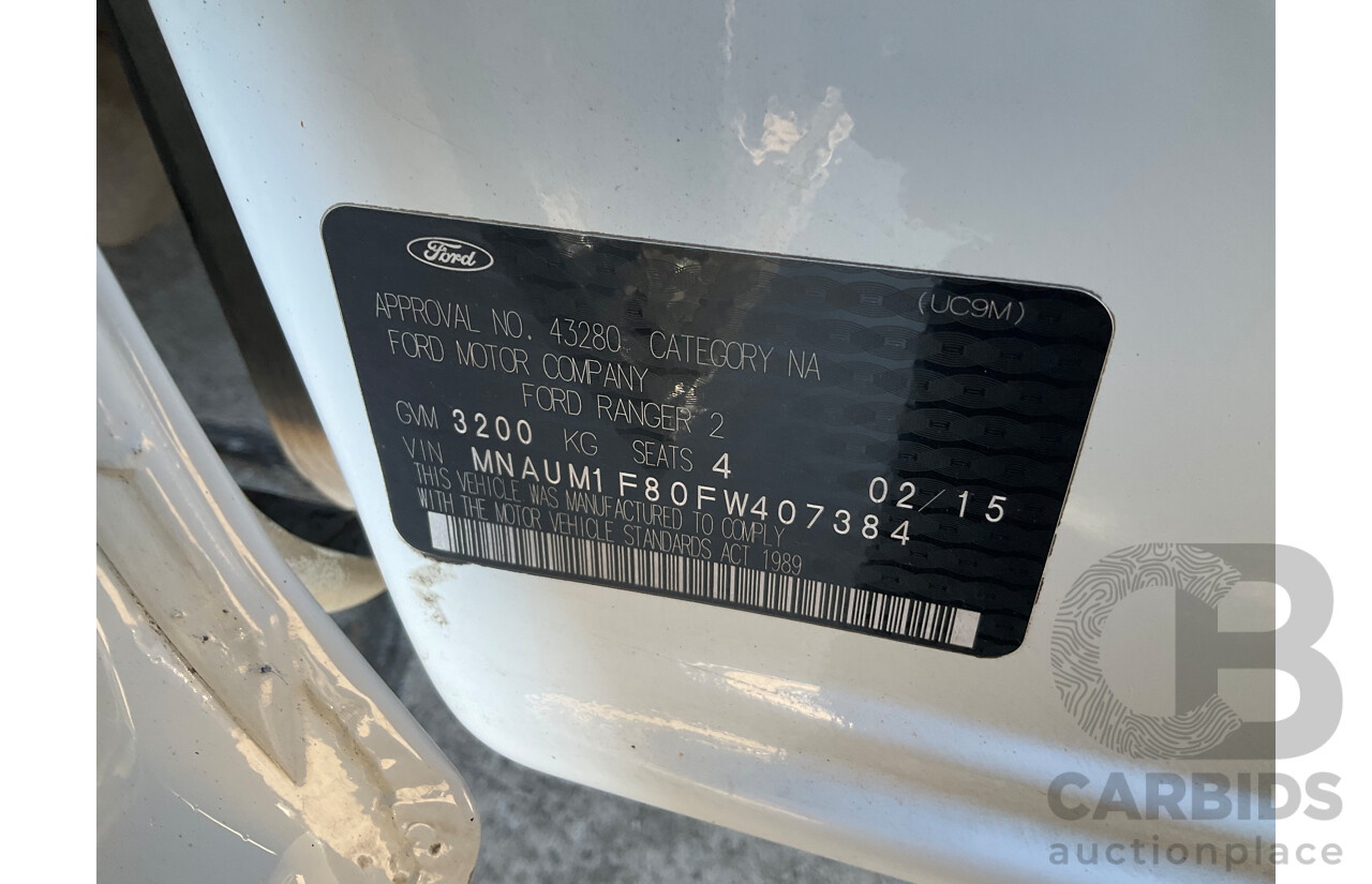 2/2015 Ford Ranger XL 2.2 Hi-Rider (4x2) PX MKII Super C/Chas White 2.2L