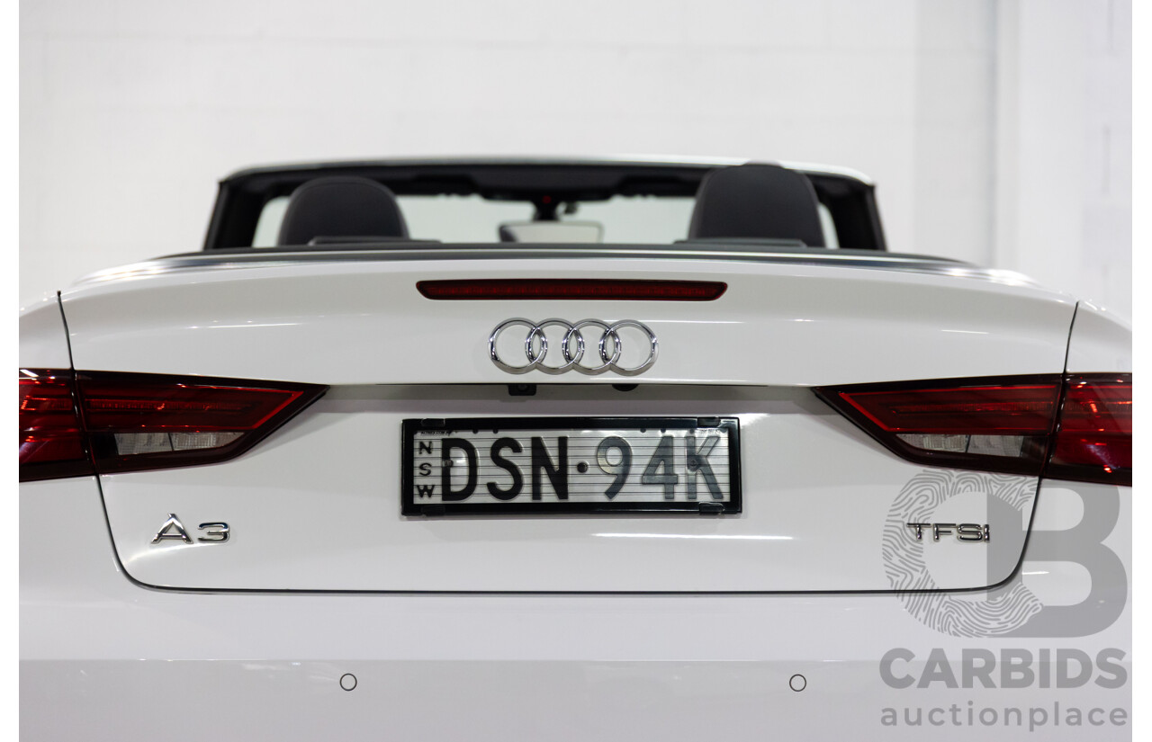 01/2017 Audi A3 1.4 TFSI S-Tronic (FWD) 8V MY17 2d Cabriolet Ibis White Turbo 1.4L
