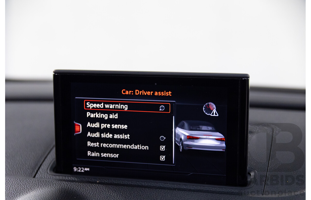 01/2017 Audi A3 1.4 TFSI S-Tronic (FWD) 8V MY17 2d Cabriolet Ibis White Turbo 1.4L